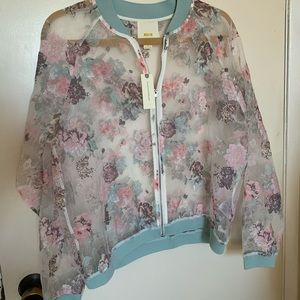 Maeve chiffon floral bomber jacket